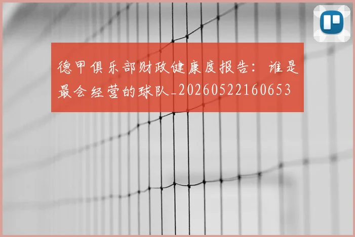 德甲俱乐部财政健康度报告：谁是最会经营的球队_20260522160653